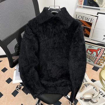 AIDASE  -  Men's Knitted Sweater Autumn Winter New Korean Style Loose Long Sleeve Turn-down Collar Solid Color Men Pullovers 21E7577 aidase-shop